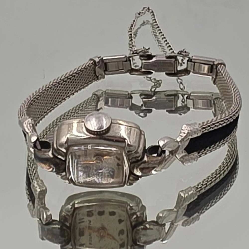 Wittnauer Watch Womens Small Silver Good 10K Gold Filled Speidel Mesh Band